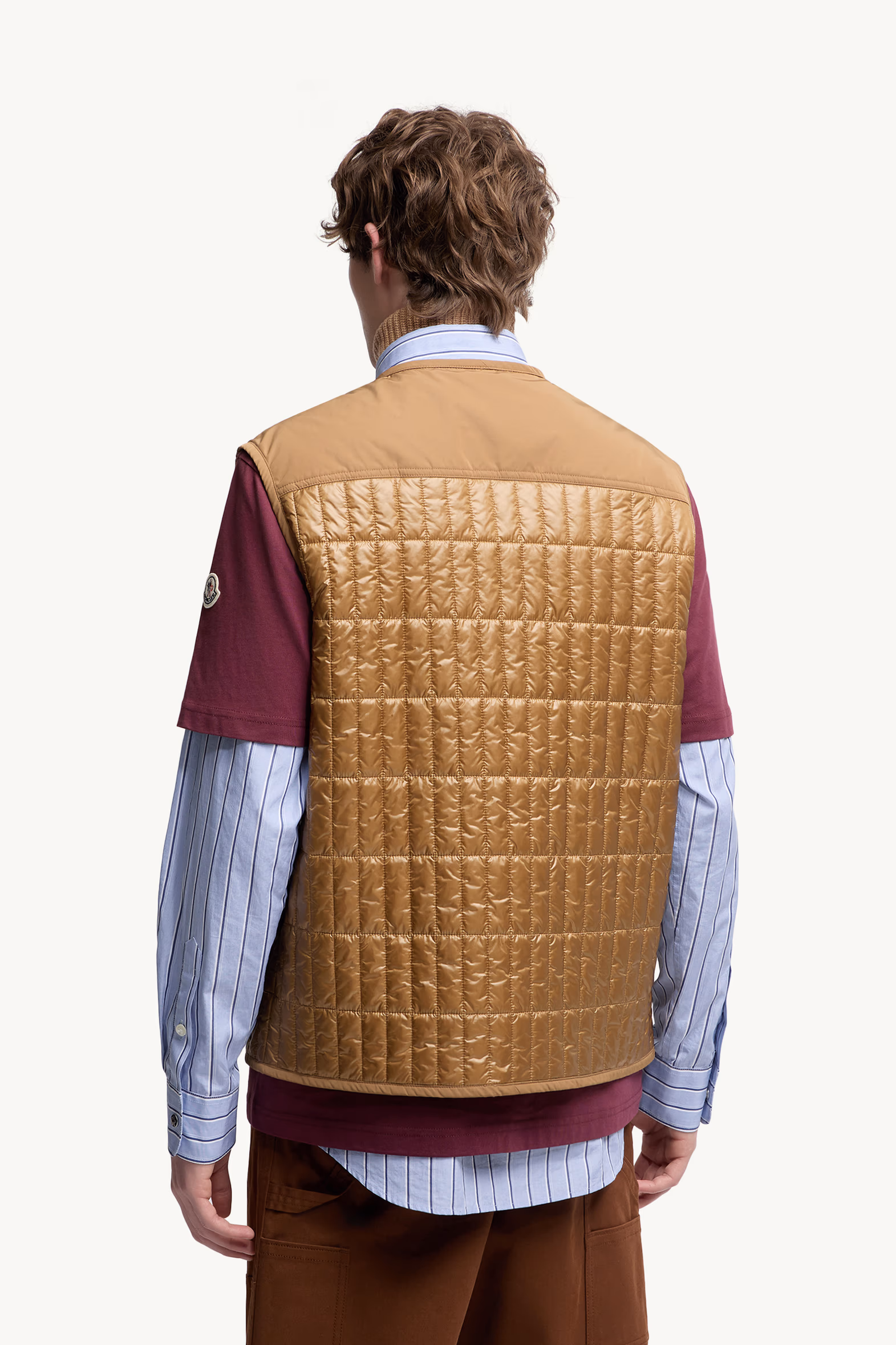 Ytise Vertical-Quilted Padded Vest Men Camel Beige Moncler 5